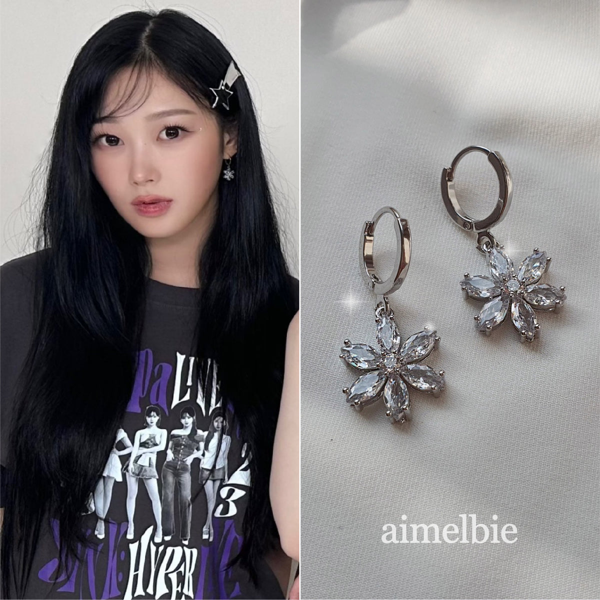 [Kep1er着用]14kGF Feminine Pearl Cubic Earring Silver925 Suzy Levian Sterling Silver Pearl & Blue Sapphire Floral