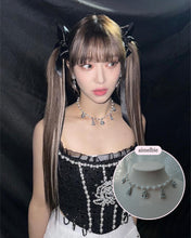 Load image into Gallery viewer, [Aespa Giselle, Red Velvet Wendy, Woo!ah! Nana, STAYC Sumin Necklace] Rose and Tassel Choker Necklace - Silver