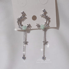 Load image into Gallery viewer, Mint Rose Moon Fairy Earrings