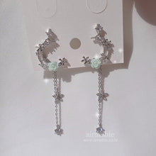 Load image into Gallery viewer, Mint Rose Moon Fairy Earrings
