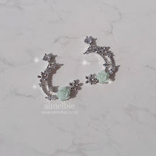 Load image into Gallery viewer, Mint Rose Moon Fairy Earrings