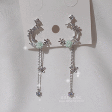 Load image into Gallery viewer, Mint Rose Moon Fairy Earrings