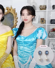Load image into Gallery viewer, Light Sapphire and Pearl Earrings (ITZY Yuna Earrings)