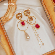 Load image into Gallery viewer, Melbie The Cat Series - Red Party Queen Earrings