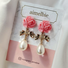 Load image into Gallery viewer, Pink Rose Earrings (Dreamcatcher Jiyu Earrings)