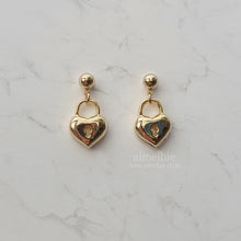 Load image into Gallery viewer, Gold Heart Lock Earrings (Ive Yujin, Ive Rei, Billlie Sheon Earrings)