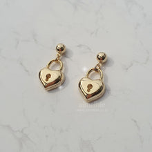 Load image into Gallery viewer, Gold Heart Lock Earrings (Ive Yujin, Ive Rei, Billlie Sheon Earrings)