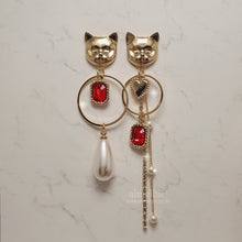 Load image into Gallery viewer, Melbie The Cat Series - Red Party Queen Earrings