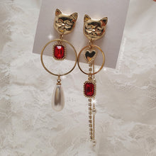 Load image into Gallery viewer, Melbie The Cat Series - Red Party Queen Earrings