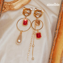 Load image into Gallery viewer, Melbie The Cat Series - Red Party Queen Earrings