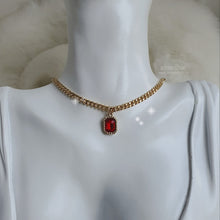 Load image into Gallery viewer, City Women Gold Chain Choker - Ruby Red (STAYC Isa, Dreamcatcher Yoohyeon Necklace)