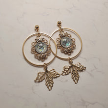 Load image into Gallery viewer, Gray and Gold Dreamcatcher Earrings