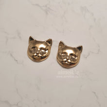 Load image into Gallery viewer, Melbie The Cat Series - Cat Face Earrings (Gold)