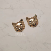 Load image into Gallery viewer, Melbie The Cat Series - Cat Face Earrings (Gold)