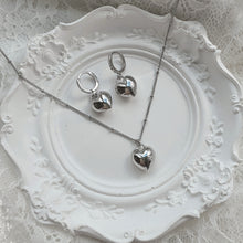Load image into Gallery viewer, Modern Heart Huggies Earrings - Silver