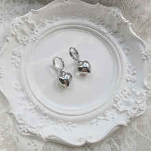 Load image into Gallery viewer, Modern Heart Huggies Earrings - Silver
