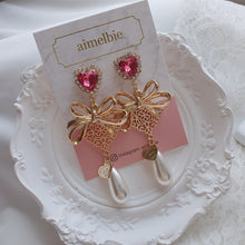 Load image into Gallery viewer, Ribbon Party Earrings - Rosepink