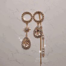 Load image into Gallery viewer, Meteor Shower Earrings - Champagne Pink ver. (Billlie Haruna, Lovelyz Jiae Earrings)