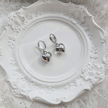 Load image into Gallery viewer, Modern Heart Huggies Earrings - Silver