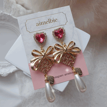 Load image into Gallery viewer, Ribbon Party Earrings - Rosepink
