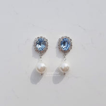Load image into Gallery viewer, Light Sapphire and Pearl Earrings (ITZY Yuna Earrings)