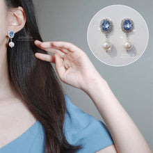 Load image into Gallery viewer, Light Sapphire and Pearl Earrings (ITZY Yuna Earrings)