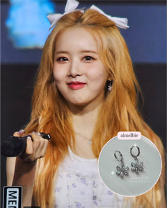 [Aespa Giselle, Kep1er Chaehyun Earrings] Diamond Petals Huggies Earrings - Silver