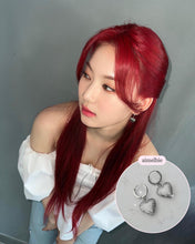 Load image into Gallery viewer, Vintage Heart Locket Huggies Earrings - Silver ver. (STAYC Isa Earrings)