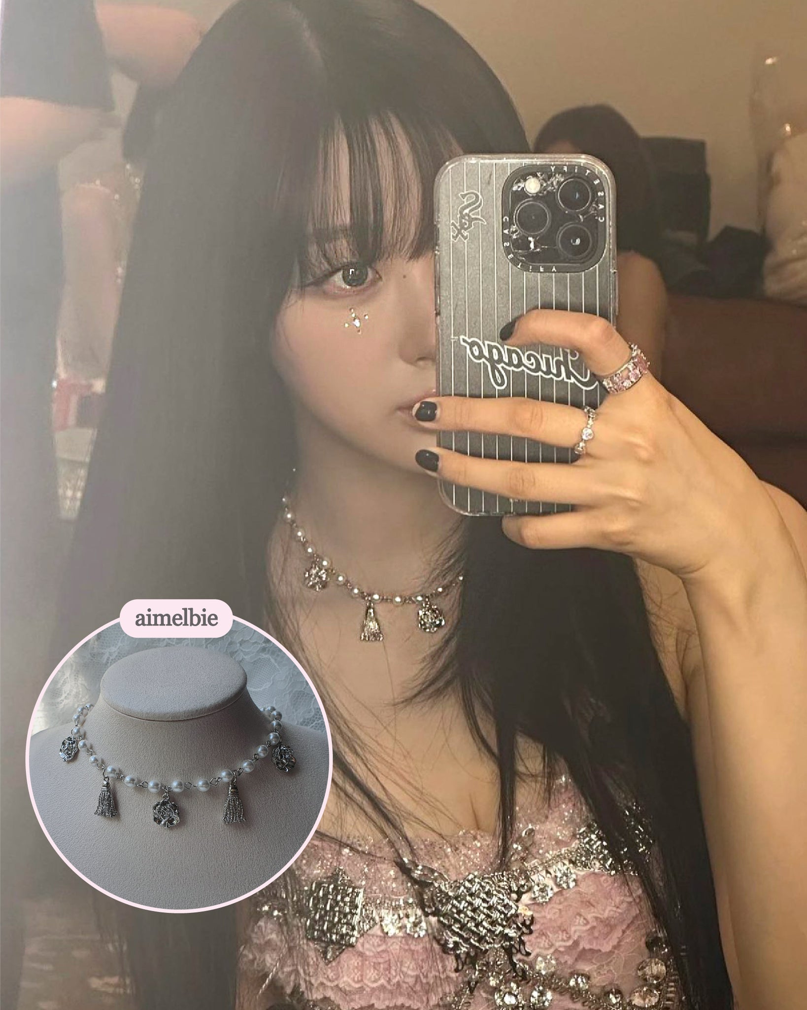Aespa Giselle, Red Velvet Wendy Necklace] Rose and Tassel