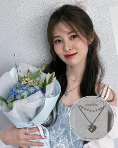 Silver Laced Heart Layered Necklace (Dia Yebin, Kep1er Youngeun Necklace)