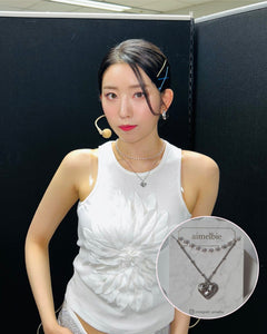 Silver Laced Heart Layered Necklace (Dia Yebin, Kep1er Youngeun Necklace)