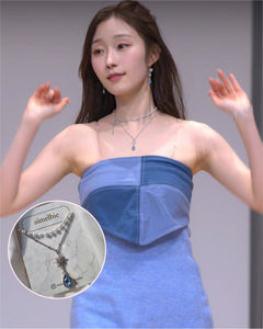 [Red Velvet Joy, Lovelyz Kei Necklace] Starry Teardrops Necklace - Light Blue