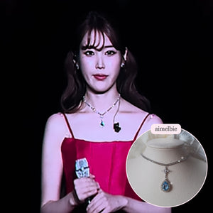 [IU Necklace] Romantic Queen Rhinestone Choker Necklace - Light Sapphire