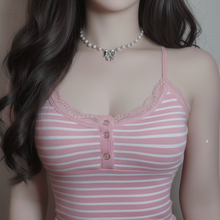 Load image into Gallery viewer, [TWICE Chaeyoung Necklace] Adorable Ribbon Pearl Choker - Silver Color