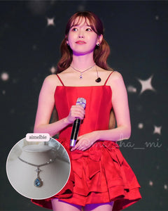 [IU Necklace] Romantic Queen Rhinestone Choker Necklace - Light Sapphire