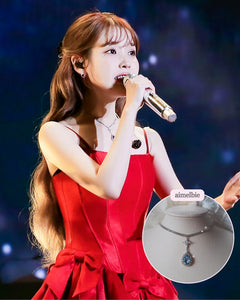 [IU Necklace] Romantic Queen Rhinestone Choker Necklace - Light Sapphire