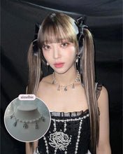 Load image into Gallery viewer, [Aespa Giselle, Red Velvet Wendy Necklace] Rose and Tassel Choker Necklace - Silver