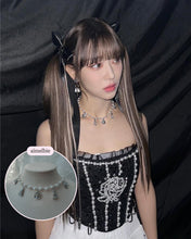 Load image into Gallery viewer, [Aespa Giselle, Red Velvet Wendy Necklace] Rose and Tassel Choker Necklace - Silver