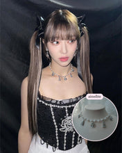 Load image into Gallery viewer, [Aespa Giselle, Red Velvet Wendy Necklace] Rose and Tassel Choker Necklace - Silver