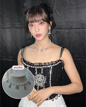 Load image into Gallery viewer, [Aespa Giselle, Red Velvet Wendy Necklace] Rose and Tassel Choker Necklace - Silver