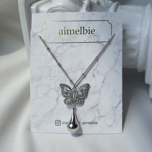 Metal Drop Butterfly Necklace