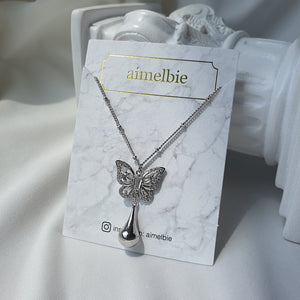 Metal Drop Butterfly Necklace