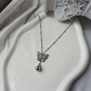Metal Drop Butterfly Necklace