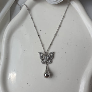 Metal Drop Butterfly Necklace