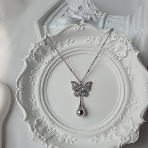 Metal Drop Butterfly Necklace