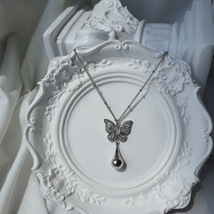 Metal Drop Butterfly Necklace