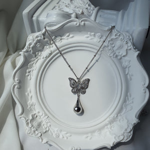 Metal Drop Butterfly Necklace