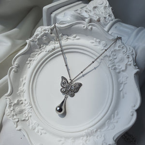 Metal Drop Butterfly Necklace