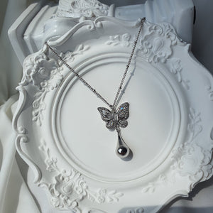 Metal Drop Butterfly Necklace