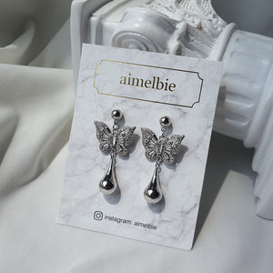 Metal Drop Butterfly Earrings